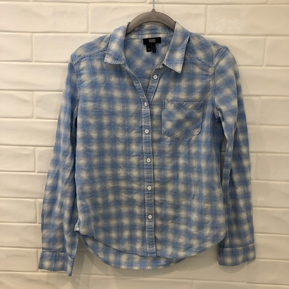 PAIGE button down plaid gingham shirt - Picture 2 of 9